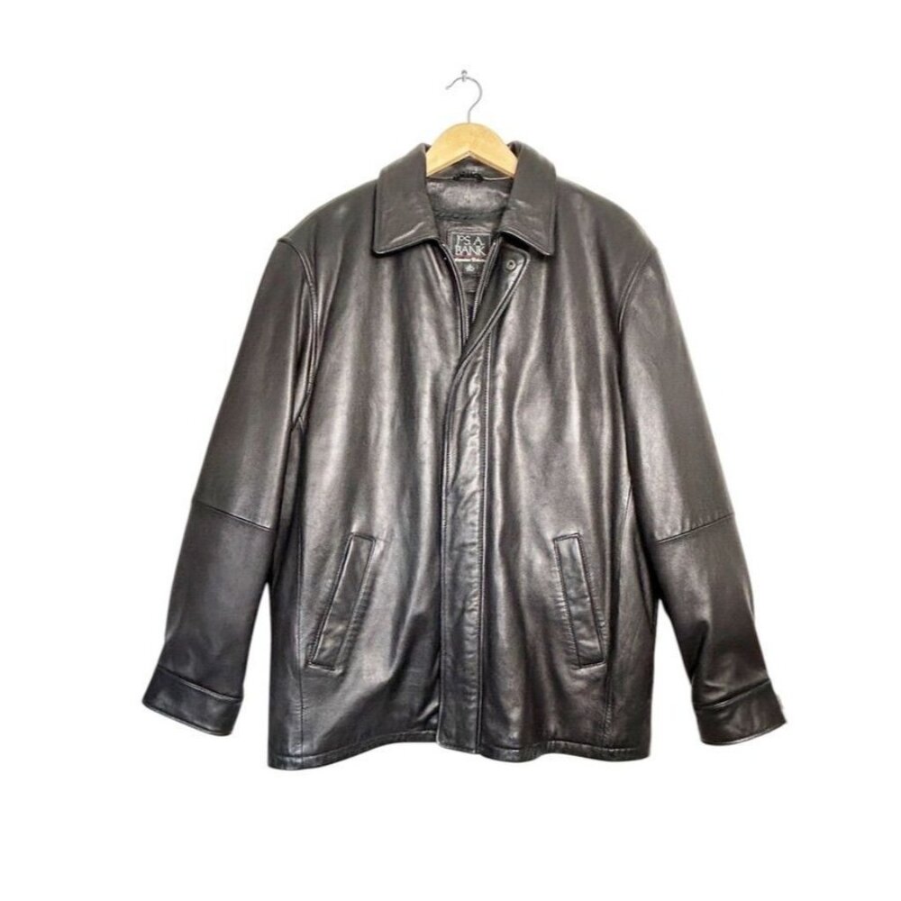 Jos. A. Bank Men’s Signature Collection Leather Jacket w/ Liner in Black - Sz L